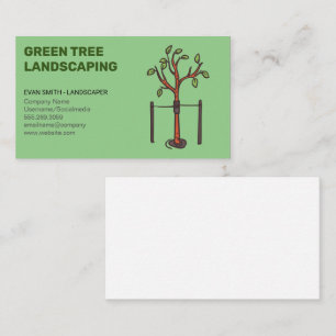 Young Tree Growing   Landscaping Business Card