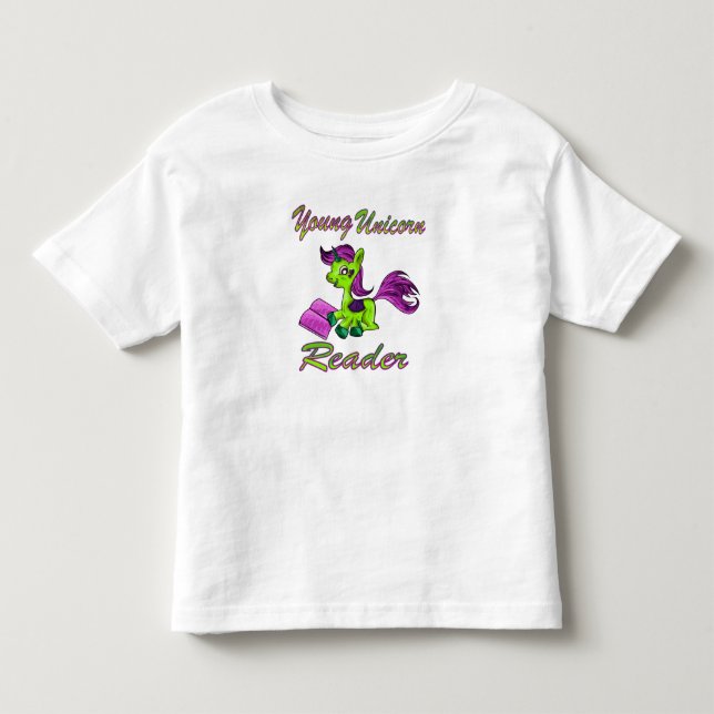 Young Unicorn Reader Toddler T-Shirt (Front)