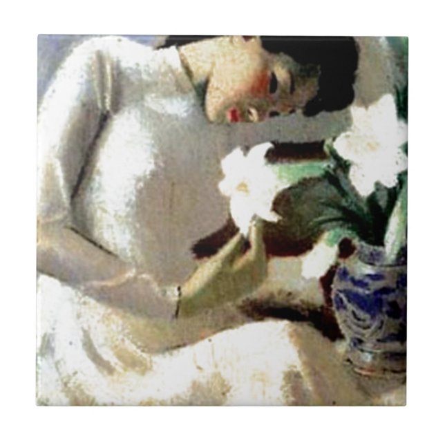 Young Vietnamese Woman with Lily Tile (Front)