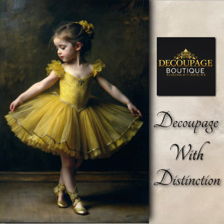 Young Vintage Ballerina In Yellow Decoupage Tissue Paper