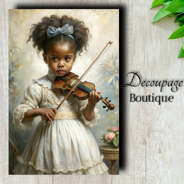 Young Violinist Girl Decoupage Tissue Paper (Young Violinist Girl Decoupage Tissue Paper)