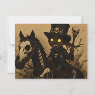 Young Voodoo Doc on Skull Horse Postcard