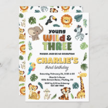 Young Wild & 3 Safari Zoo Animal Birthday Party