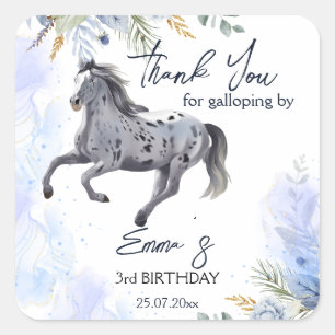 Young wild and free galloping Appaloosa birthday Square Sticker
