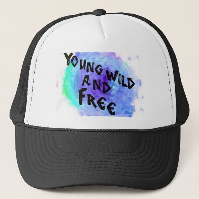 Young, Wild, and Free Snapback Trucker Hat (Front)