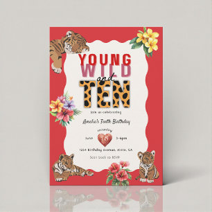 Young Wild and Ten Tiger Jungle Birthday Invitation