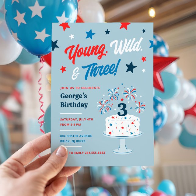 Young Wild and Three 3rd Birthday Party Invitation (Creator Uploaded)