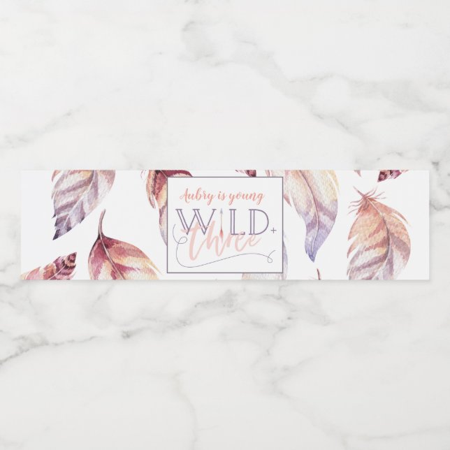Young, wild and three 3rd birthday party labels (Single Label)