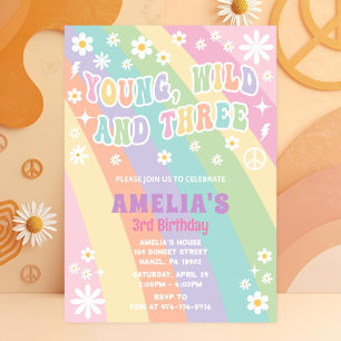 Young wild and three birthday invitation