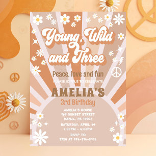 Young wild and three birthday invitation