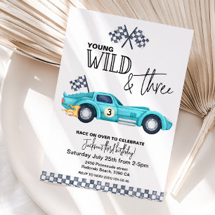 YOUNG Wild and THREE  Birthday invitation