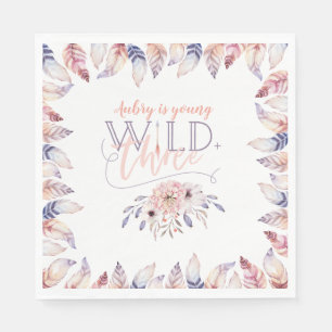 Young, wild and three birthday party napkin