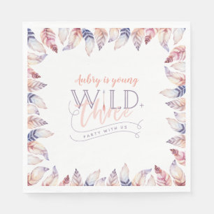 Young, wild and three birthday party napkin