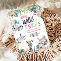 Young Wild and Three Birthday Safari Girl Animals