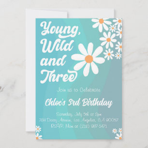 Young Wild and Three Blue Invitation