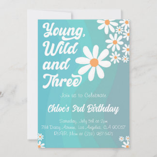 Young Wild and Three Blue Invitation