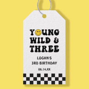 Young Wild and Three Boy 3rd Birthday Gift Tag