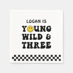 Young Wild and Three Boy 3rd Birthday Party  Napkin