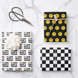 Young Wild and Three Boy 3rd Birthday Party Wrapping Paper Sheet