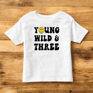 Young Wild and Three Boy 3rd Birthday Shirt