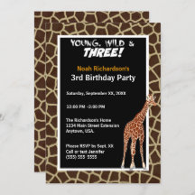 Young Wild and Three Giraffe Safari Birthday Party