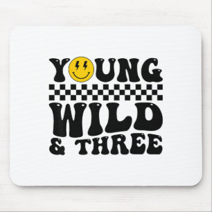 Young Wild And Three Groovy Retro 3 Years Old Kid Mouse Mat