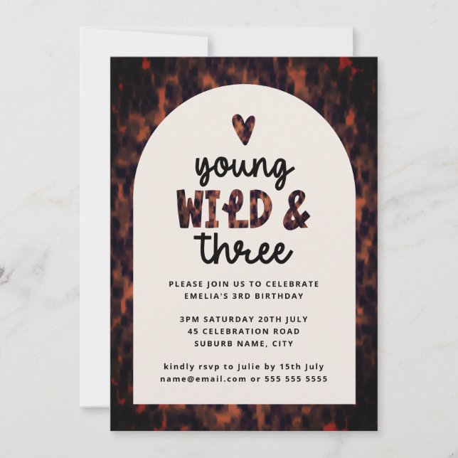 Young Wild and Three Jungle Safari 3rd Birthday Invitation (Front)