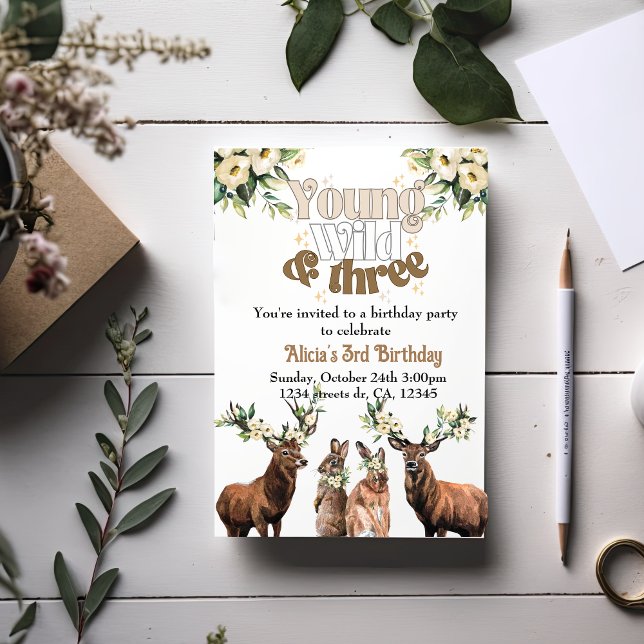 Young wild and three kid birthday party invitation (Creator Uploaded)