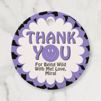 Young Wild and Three Lavender 3rd Birthday Party Favour Tags