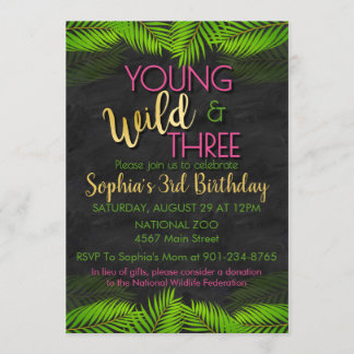 Young Wild and Three Party Wild 3rd Birthday Invitation