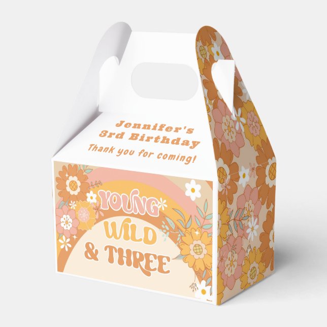 Young wild and three retro 70s birthday Favour Box (Front Side)