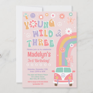 Young Wild and Three Retro Birthday Invitations
