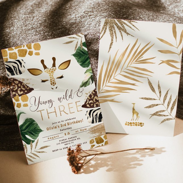 Young wild and Three Safari 3rd birthday Invitation (Creator Uploaded)