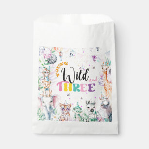 Young Wild and Three Safari Animals Girl Birthday Favour Bags