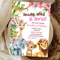 Young Wild and Three Safari Girl Third Birthday