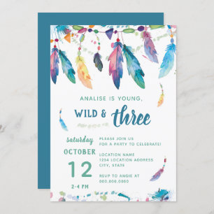 Young Wild and Three // Third Birthday Invitation