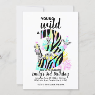 Young wild and three Wild 3rd Birthday invitation
