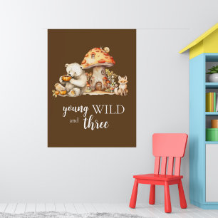 Young Wild and Three Woodland Animals Poster