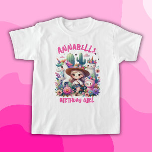 Young Wild Safari Girls Pink Monogram Name   T-Shirt