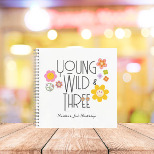 Young, Wild & Three   Birthday Guest Book   Smile