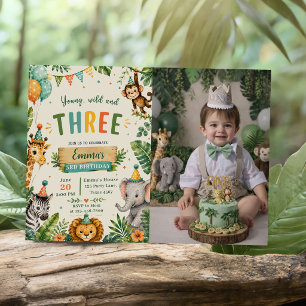 Young Wild & Three Birthday Party Invitation