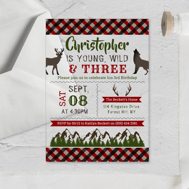 Young Wild & Three Boys Third Birthday Acrylic Invitations (Creator Uploaded)