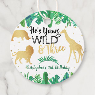 Young Wild & Three Boys Third Birthday Favour Tags