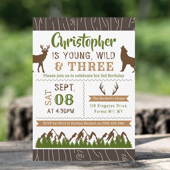 Young Wild & Three Boys Third Birthday Invitations (Creator Uploaded)