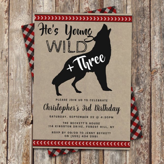 Young Wild & Three Boys Third Birthday Invitations (Creator Uploaded)