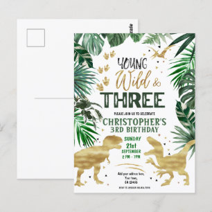 Young Wild & Three Dinosaur Birthday Postcard