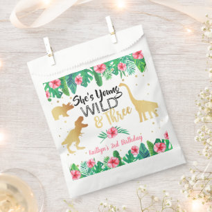 Young Wild & Three Dinosaur Girls Third Birthday Favour Bags