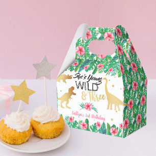 Young Wild & Three Dinosaur Girls Third Birthday Favour Box