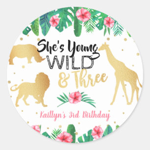 Young Wild & Three Girls Third Birthday Classic Round Sticker