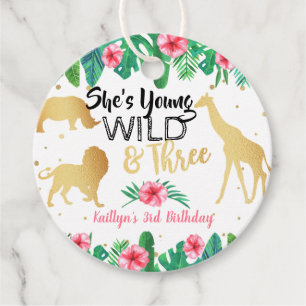 Young Wild & Three Girls Third Birthday Favour Tags